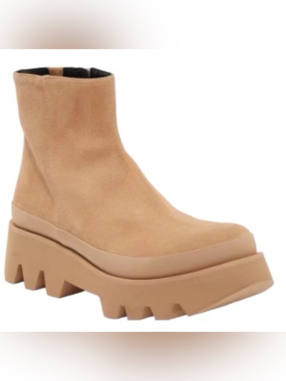 Paloma Barceló Heli Suede Platform Lug Sole Ankle Boots Tan 6.5 NWOB